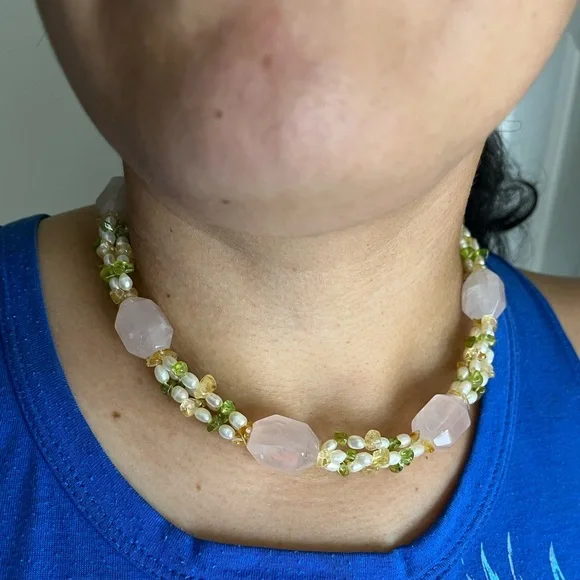 Vintage Ross-Simons Multi-Gemstone and White Pearl Necklace 16" - Picture 6 of 17